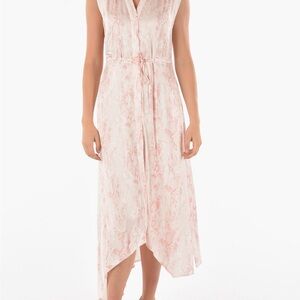 ALLSAINTS SATIN TATE MASALA SLEEVELESS SHIRT DRESS WITH ANIMALIER PRINT
